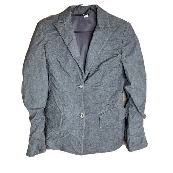 Versace Jackets & Blazers - Versace Jacket Womens Size 8 Grey 2 Button Closure Notch Lapel Shoulder Pads